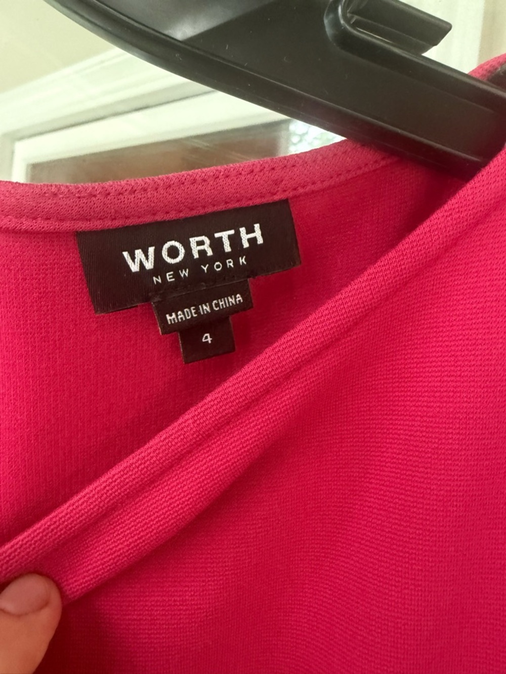 WORTH brand Hot Pink & Orange fit & flare Colorblock high boatneck & cap sleeves - Picture 4 of 5